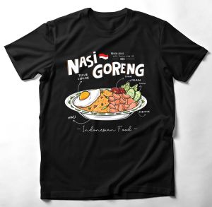 (MIDDLE NIGHT) KAOS DISTRO UNIK I KAOS TEMA MAKANAN INDONESIA I NASI GORENG BAHAN 24s