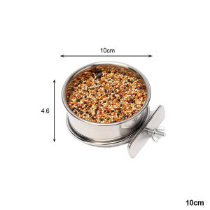 Stainless Steel Hanging Bowl Bird Water Bowl Food Feeding Cup with Clamp Holder for Cage Parrot Cockatiel African Lovebird Accessories