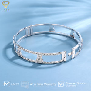 LORE Jewellery - Gelang Moissanite Lapis Emas 18k - Meera Silver Bangle Bracelet 0.01 Carat [After Sales Warranty]