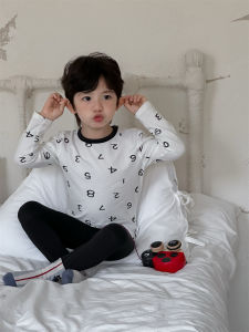 Childrens home pajamas two-piece set boys warm autumn clothes and pants set Korean style childrens clothing baby home wear autumn outfit