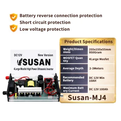 New vesio susan 735mp electric fishing Ultrasonic Inverter Electric Fisher High Power aparatos pvc 12v fishing panguryente ng isda set High Power Machine Safe fish shocker Inverter