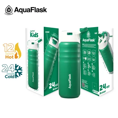 AquaFlask Kids Straw Sip (12oz/24oz/32oz) Wide mouth Vacuum Insulated Stainless Steel Drinking Water Bottle