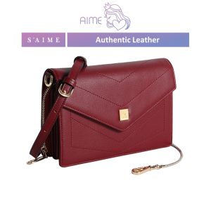 [PRE-ORDER] SAIME | Authentic Leather Envelope Flap Square Clutch Sling & Crossbody Dinner Bag - Aime Empire (ETA:2023-11-25)