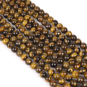 [PrettySet]Brown Hạt Charm Tự Làm Lỏng Lẻo Đính Đá Mã Não Tự Nhiên Hình Mắt Hổ Vàng Để Làm Trang Sức Vòng Tay 4Mm 6Mm 8Mm 10Mm 12Mm