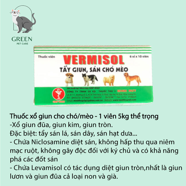 Thuốc xổ giun cho chó/mèo Vermisol - 1 viên 5kg thể trọng