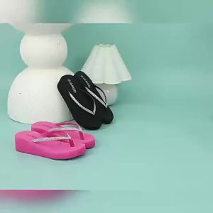 New Height-Increasing Wedge Sandals With Colorful Rhinestones Platform Sole Thick Sole Flip-Flops For Women Summer Outdoor Beach Sandals