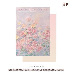 Sicilian Style Flower Wrapping Paper Gift Bouquet Packaging Material Oil Painting Art Paper Vintage Kraft Paper for Floral Bouquet Gift Wrapping Party & Holiday Decoration Supplies
