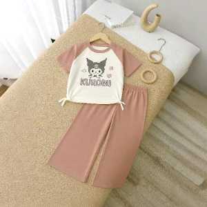 BAJU ANAK PEREMPUAN LUCU KUROMI 3-10 TAHUN BAHAN KNIT SETELAN KAOS ANAK PEREMPUAN TERBARU