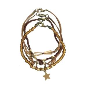 Braided Coffee Bead Bracelet Geometric Handchain Unique Handmade Wedding Accessory Plastic Texture for Women