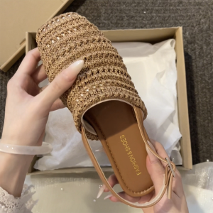 2026 New Summer Cover Toe Weave Women Gladiator Flats Sandals Concise Slingback Party Dress Sandals Mule Shoes Zapatos Mujer2026