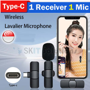【SKIT SG】2.4Ghz wireless Lavalier microphone Portable Audio Video Recording Lapel MicBluetooth wireless Lapel Mic Rechargeable Transmitter and Receiver for iPhone/DSLR Camera/smartphones/Laptop Support Vlog /video recording/TikTok /Youtube/Facebook
