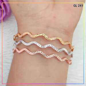 Cute Jewelry Gelang Keroncong Kombi Ulir 3 Warna Perhiasan Wanita lapis emas 18k GL 241