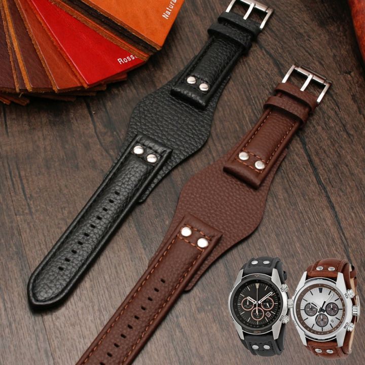 20mm 22mm Genuine Leather Watch Strap for Fossil CH2564 CH2565 CH2891 CH3051 FS4813 ME3102 AM4535 AM4486 AM4532 Men Handmade Rivet Wrist Band Bracelet Lazada Singapore