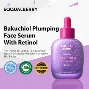 EQQUALBERRY Bakuchiol Plumping Serum – Pore and Wrinkle Minimizer Retinol Alternative Elasticity