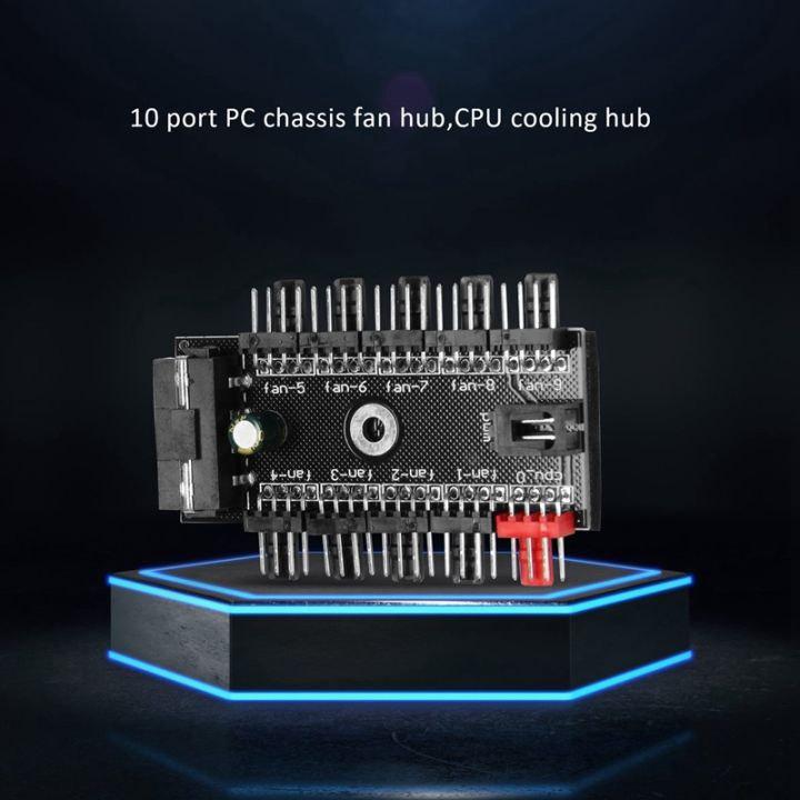 (CXZI) 10 Port PC Chassis Fan Hub CPU Cooling HUB 12V 4 Pin Fan PWM Hub ...