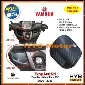 HYS Tutup Laci Kiri YAMAHA New Nmax 155 Tahun 2020 - 2023 Cover Bahan Plastik ABS Motif Karbon Asli
