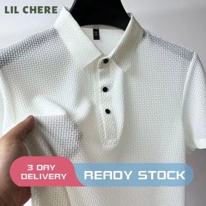 LIL CHERE Mesh Polo Shirts Stand-up Collar Business Polo Shirt Casual Tshirts