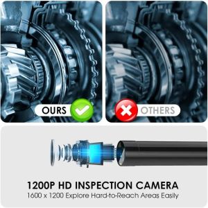 Wireless Endoscope WiFi Borescope Inspection Camera 1200P HD IP68 Waterproof Snake Camera Compatible for Android iOS Tablet