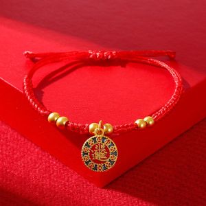 THREADJOY New Year Snake Year Bracelet Chinese Style Hand Rope Lucky Red Rope Personality Zodiac Fortune Bracelet Gift