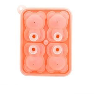 4-Grid Bear Silicone Ice Mold Food Safety Household DIY Juice Milk Ice Machine Anti-Splash Easy to Fall off Ice Cream Ice Box Ice Mold