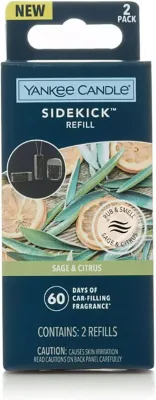 Yankee Candle Sidekick Car Air Freshener Refill (Sage & Citrus 2 Pack)