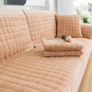 Plush Sofa Cushion Universal All-inclusive Non-slip Thickened Plush Fabric Soft Seat Cushion Set