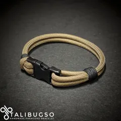 Wide Stitched Fishtail Paracord Bracelet (Purple / Gold) 6.5