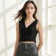 Closet Crush Vests for Women Summer Minimalist Solid Color Button Sleeveless V-Neck Skinny Fit Casual Vests B250211. 