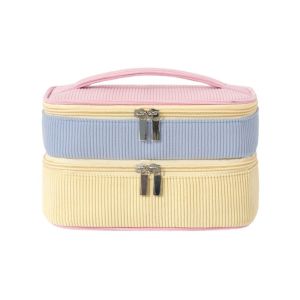 NEMOPH Large Capacity Double-layer Storage Bag Soft Material Zipper Closure Cosmetic Bag High-value Handheld Toilet Bag for Women Use