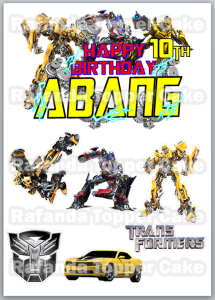 Cake Topper kue ulang tahun karakter Transformers Autobot Decepticon gratis custom nama