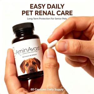 AminAvast Pet Kidney Support Capsules Natural Gentle Formula for Dogs & Cats Renal Health 60ct