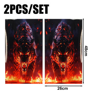 【Pphha】2Pcs/Set Flame Wolf Tiger Car Door B-pillar Sticker Waterproof Anti-scratch Protector Film DIY Auto Center Pillar Decorative Decal