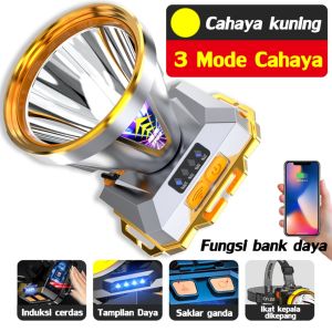 (COD)Senter Kepala Diterangi selama 500 jam Sangat terang 300Watt Senter Kepala super terang Mitsuyama senter kepala led cas tahan 24 jam tahan air heavyduty militer asli darurat stong light Headlamp berkemah led Senter Berkemah Headlamp Outdoor LED
