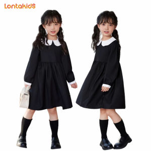 lontakids Little Girls Kids Summer Fresh Doll Collar Long Sleeve Party Dress 2-9 Years