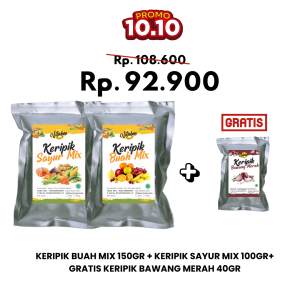 Paket Snack Sehat Fiona Indonesia - Keripik Buah & Sayur Mix 250gr + Gratis Bawang Putih/Merah