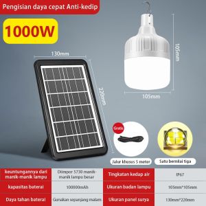 Beli 1 Grati 1 1000W Lampu Tenaga Surya outdoor Lampu led pengisian darurat di bohlam matahari L8344940486