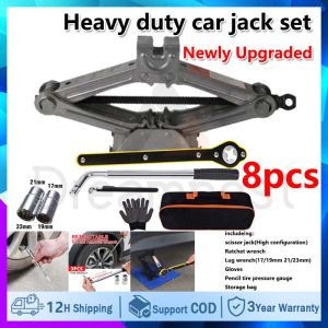 4Ton 3Ton 2Ton Japanese Mechanical Scissor Jack 8PCS Is Suitable For All Car SUV Car Tool Sets Heavy duty jack Equipped with tire pressure pen and nut wrench 17/19/21/23