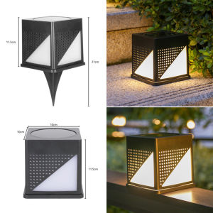 Vimite Solar Column Head Lamp Intelligent Light Control Outdoor IP65 Waterproof Willa Garden Lawn Ground Fence Warm White Decorative Lamp