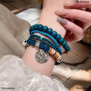 [COD] Modingdue 5pcs Bohemian Multi-Layer Rice Bead Bracelet Wings Pendant Elastic Rope Bracelet Ethnic Style Jewelry