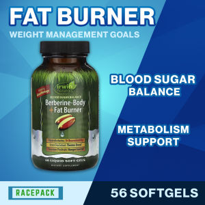 Irwin Naturals Blood Sugar Balance Berberine-Body + Fat Burner 56 Liquid Soft Gels 28 Servings Metabolic support