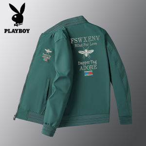 Playboy Châu Âu Và Hoa Kỳ Gió thêu hình con ong Mô Hình Bóng Chày Cổ Áo Khoác Ánh Sáng Sang Trọng Cá Tính Áo khoác jacket thời trang Của Nam Giới Nổ Áo Khoác
