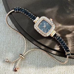MUSASI Đính đá Zircon Vòng tay nữ với Cương ra linh hoạt Đồng hồ đeo tay nữ Thang đo đá pha lê Đồng hồ dây đeo