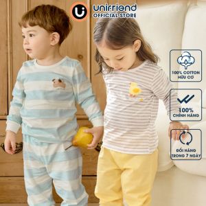 Bộ quần áo ngủ dài tay dáng rộng cotton mỏng mùa thu đông bé trai bé gái Unifriend Hàn Quốc U2022-20. Size 1-10 tuổi