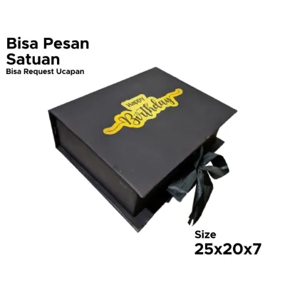 Kotak kado 20x25x7 / Hardbox lucu / Box hampers hitam / Kotak hampers ulang tahun