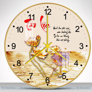 Đồng Hồ Tráng Gương Treo Tường "PHÚC LỘC THỌ" In UV 5D Cao Cấp Phong Cách Hiện Đại