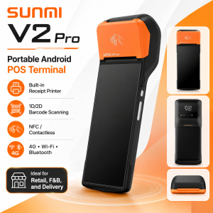SUNMI V2 Pro Smart Mobile POS Terminal with 58mm Thermal Printer Barcode Scanner NFC 4G WiFi | Android Handheld POS