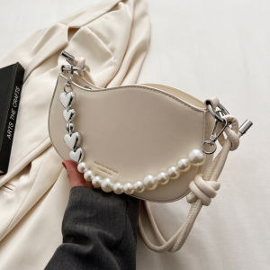 IELGY high-end simple womens bag niche pearl chain popular messenger bag