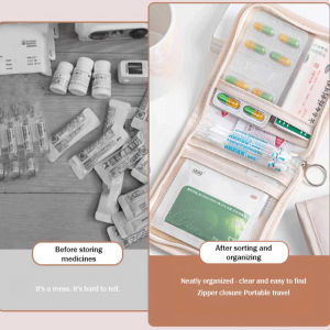 Portable Medicine Organizer Travel First Aid Kit Compact Water-resistant Medical Pouch Healthcare Essentials Storage Bag for Home Emergency Outdoor
