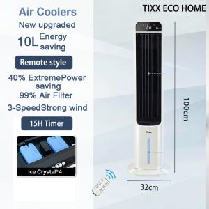 Tixx 10L/20L Air Cooler Rechargeable Tower Type Equipped with10 L Water Tank 12H and Portable Design with ice box Low Noise