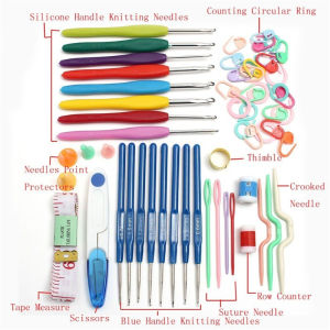 57PCS 16 Sizes Stainless Crochet Needles Stitches Kit Crochet Hooks Knitting Craft Tool Set